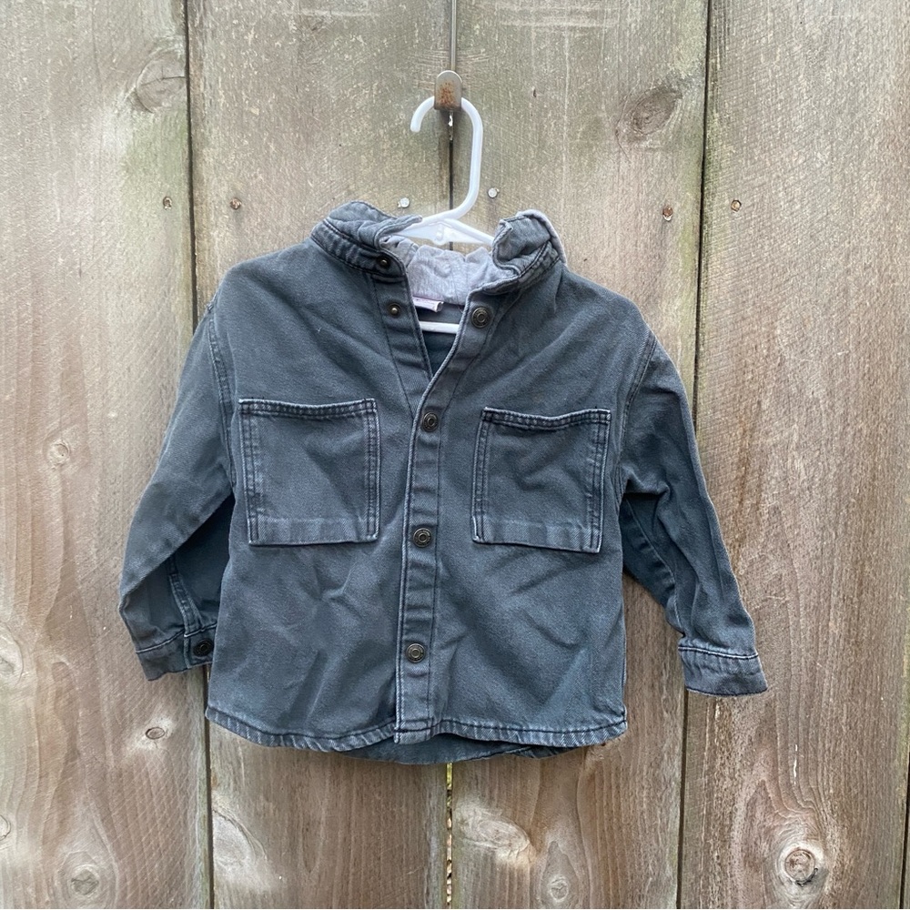 Zara Chore Coat Hoodie Shacket Grey Size 12-18 months‎